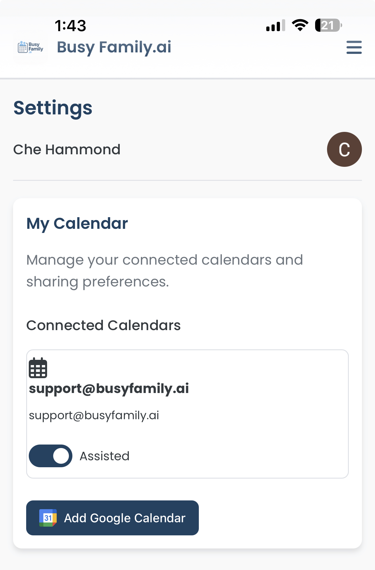 Calendar Settings