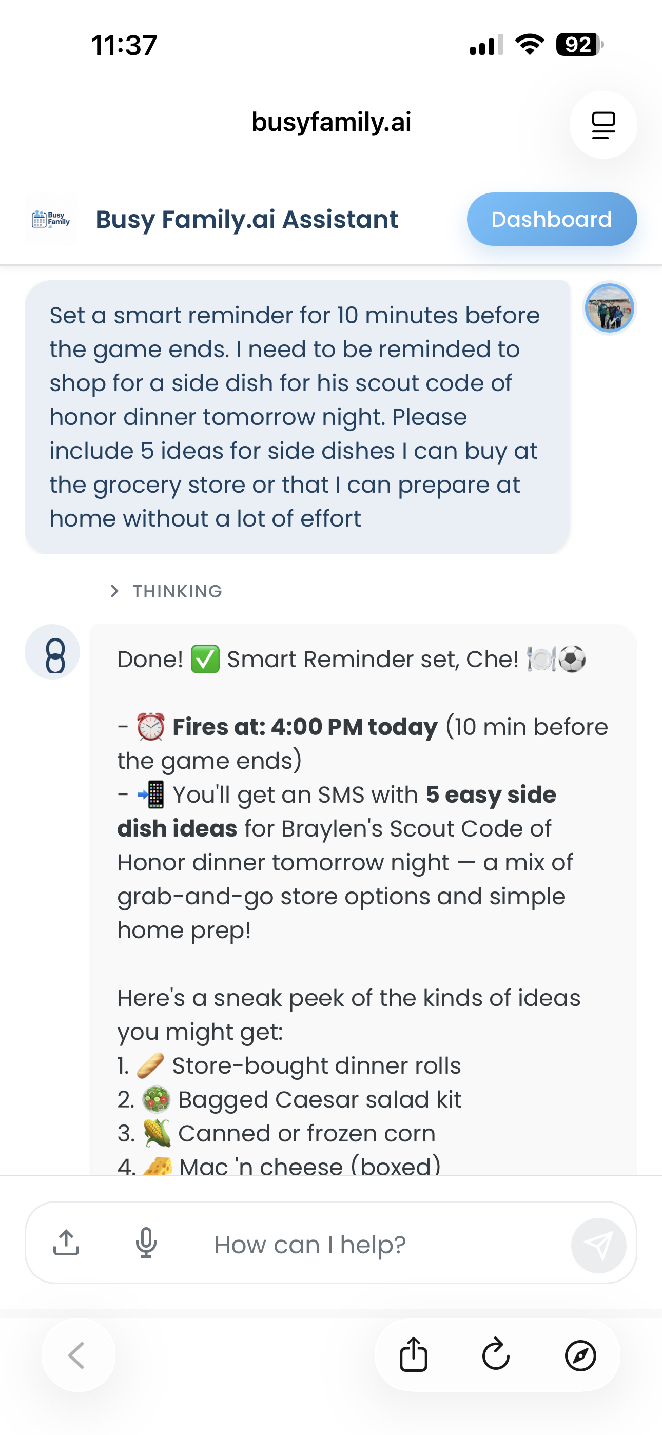 Banquet Side Dish Reminder
