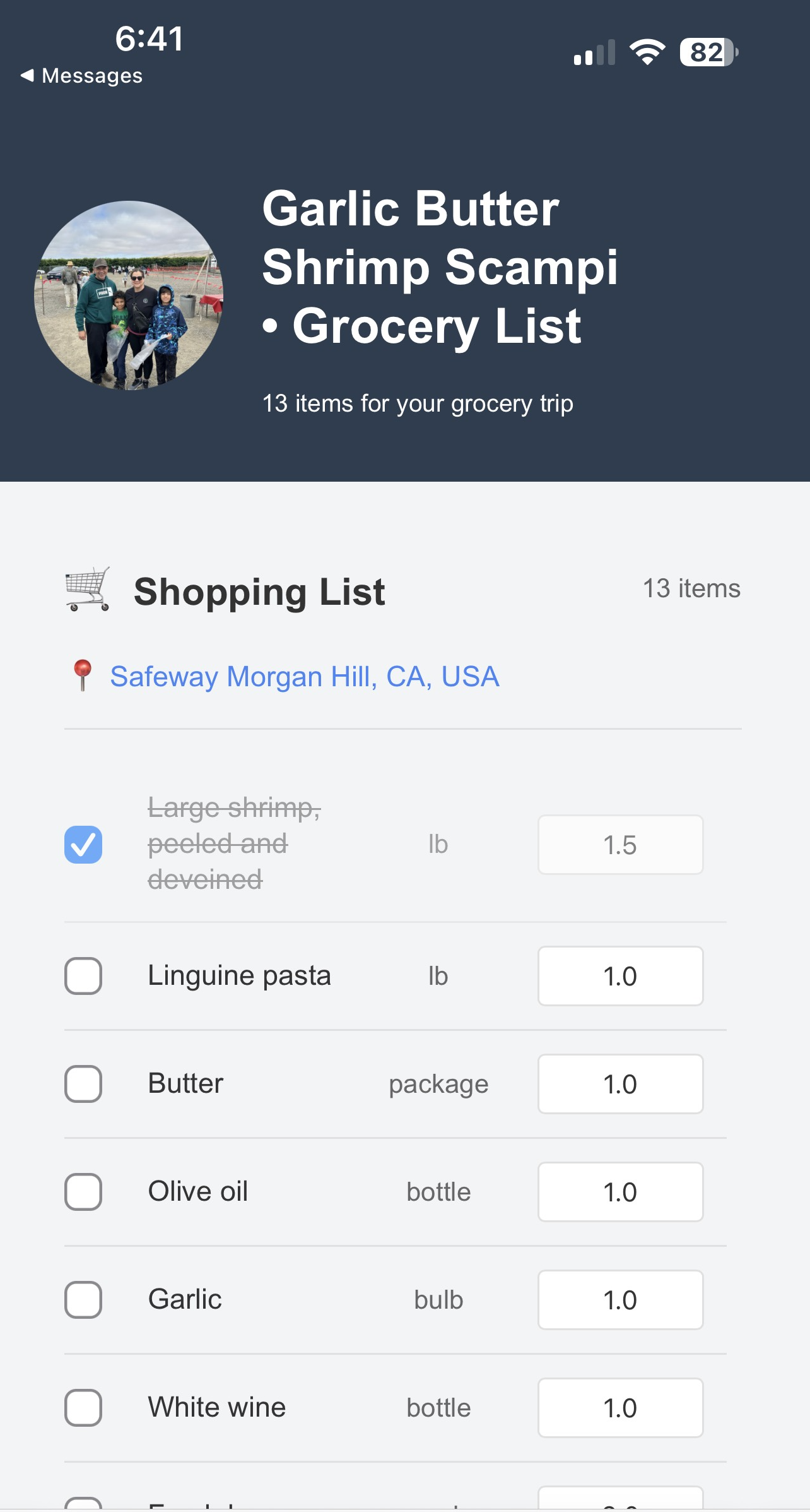 Grocery Item Checked Off